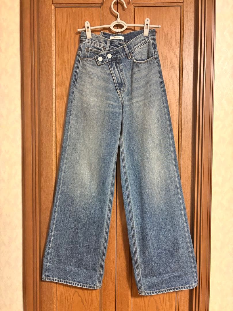 MOUSSY CROSS WAIST WIDE STRAIGHT ダークブルー