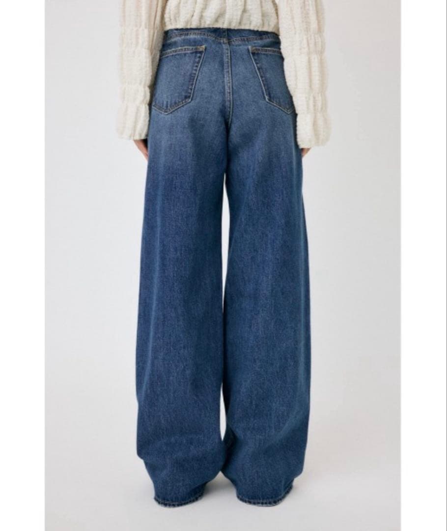 MOUSSY CROSS WAIST WIDE STRAIGHT ダークブルー