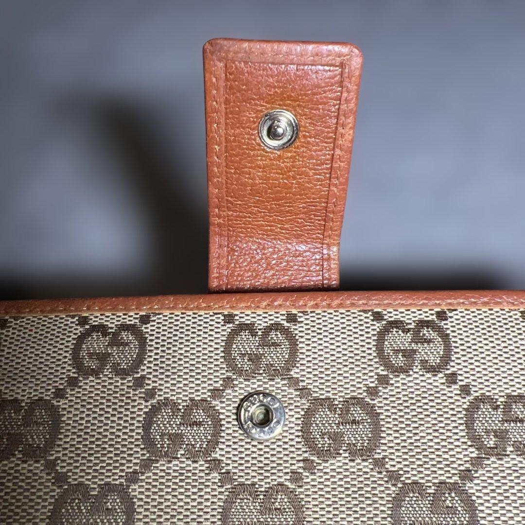 GUCCIグッチ 長財布 キャンバス フラップ プレート 二つ折り GG柄