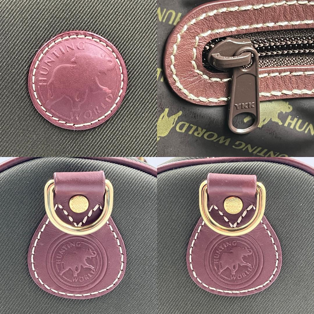 【美品】ハンティングワールド ボストンバッグ 大容量 キャンバス＆レザー 希少