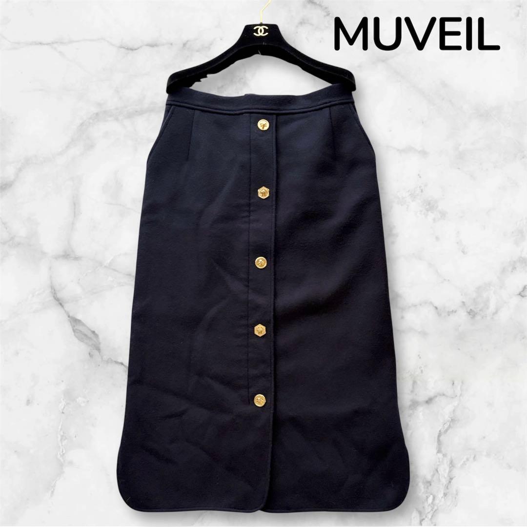 【美品✨】MUVEILメタルボタンスカート ペンシルスカート金ボタン タイト40