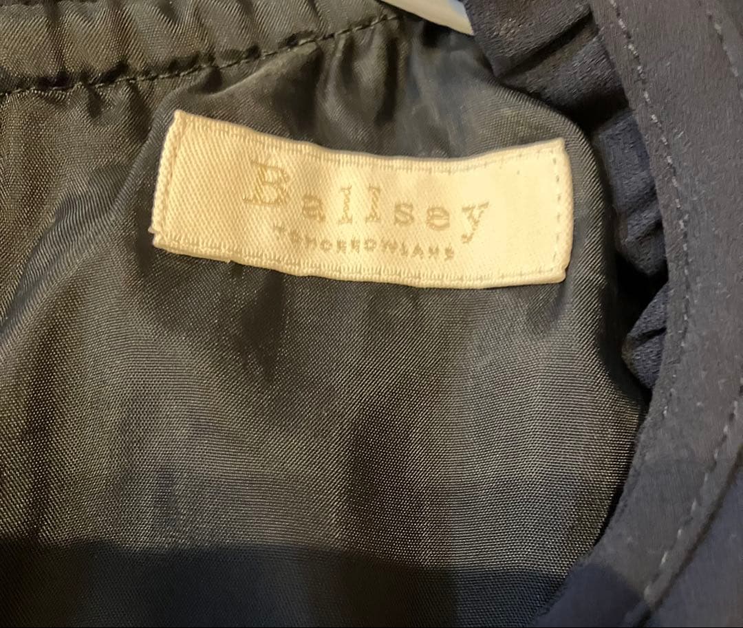 Ballsey ネイビー プリーツ 長袖ワンピース