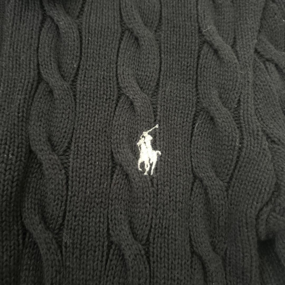 【現行】ポロラルフローレン ケーブルニット ポロシャツ ホースロゴ 刺繍　M
