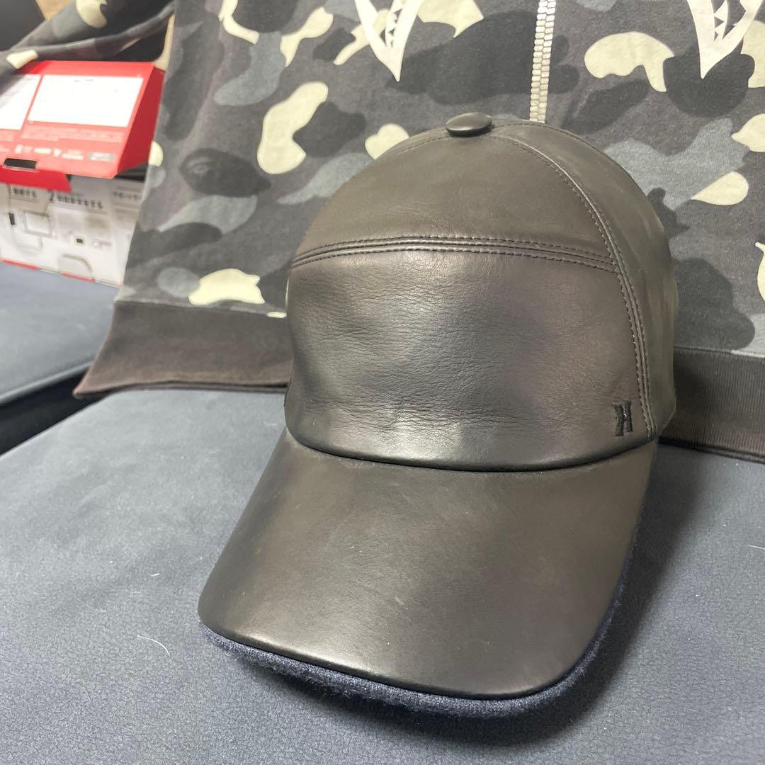 R*O様 HERMES エルメス　レザーキャップ　黒　メンズ　サイズ59