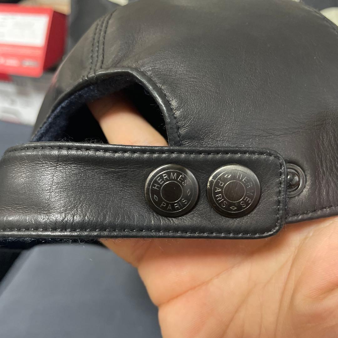 R*O様 HERMES エルメス　レザーキャップ　黒　メンズ　サイズ59