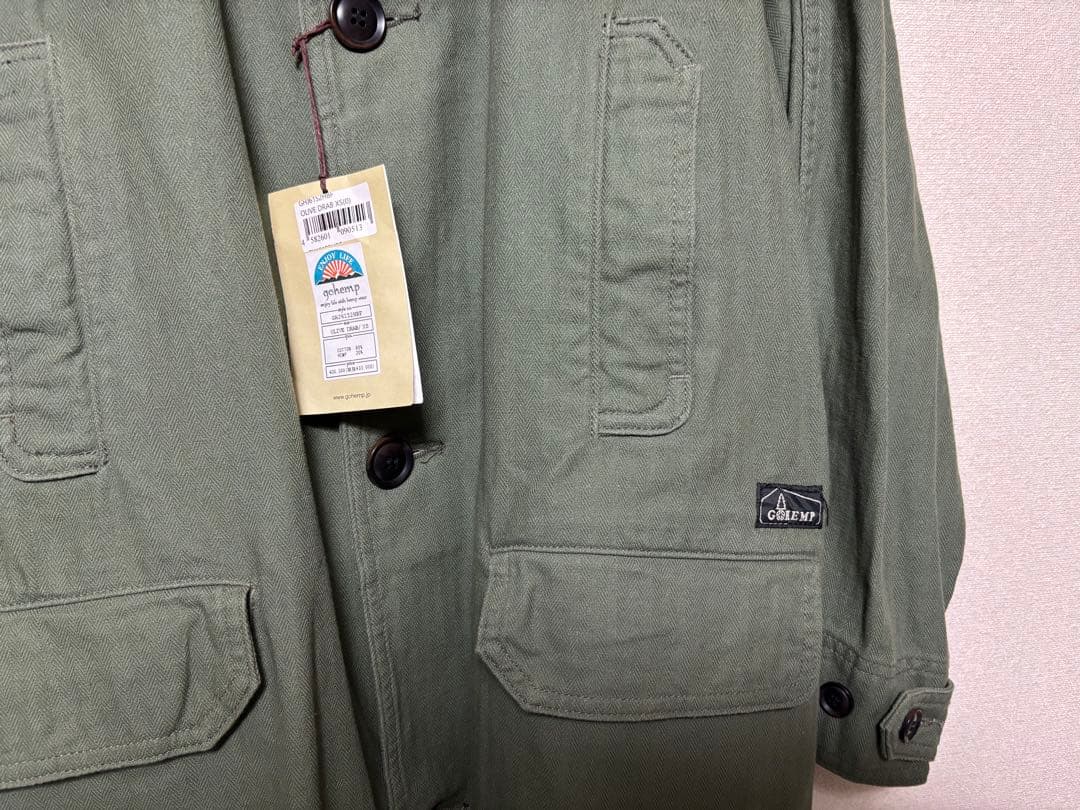 ⭐︎美品新品未使用⭐︎ゴーヘンプGOHEMP 麻混ヘリンボーンコットンロングコート