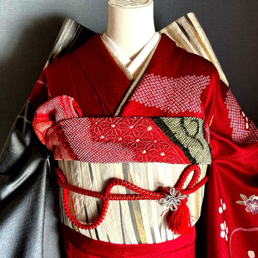 振袖フルセット　高身長　絞り　手刺繍　成人式振袖　振袖　裄丈72➕サイズ