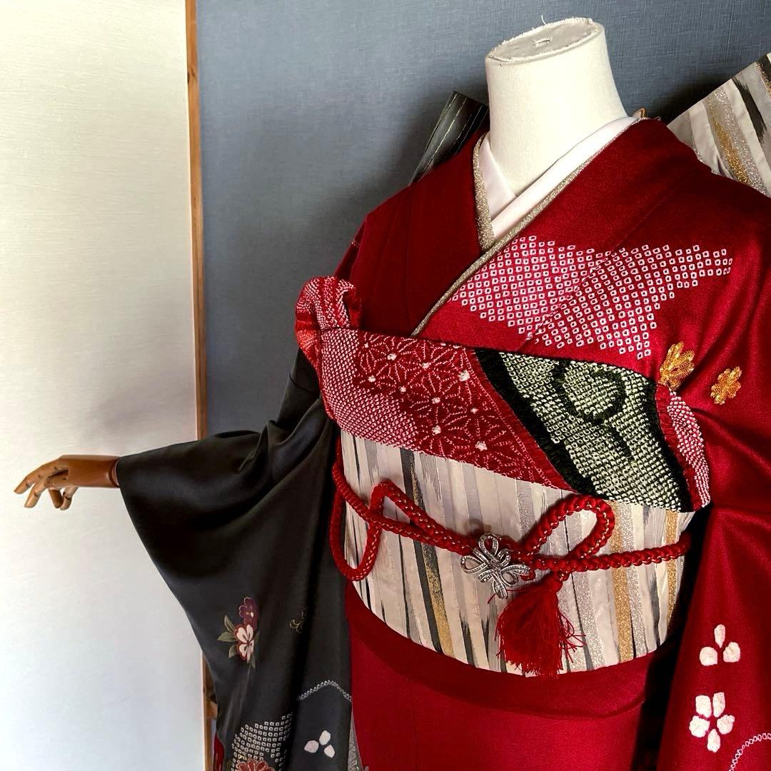 振袖フルセット　高身長　絞り　手刺繍　成人式振袖　振袖　裄丈72➕サイズ