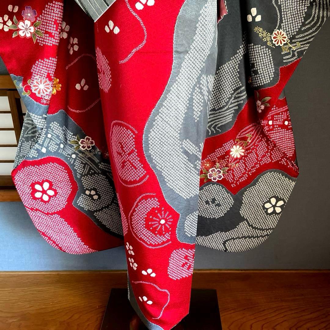 振袖フルセット　高身長　絞り　手刺繍　成人式振袖　振袖　裄丈72➕サイズ