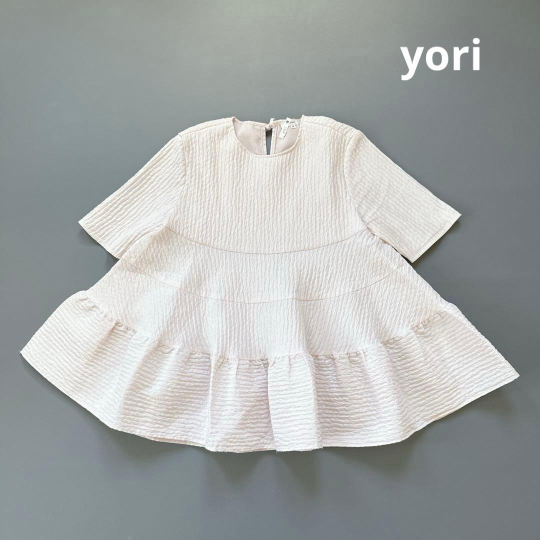 yori ヨリ フクレティアードブラウス カットソー ピンク 36サイズ