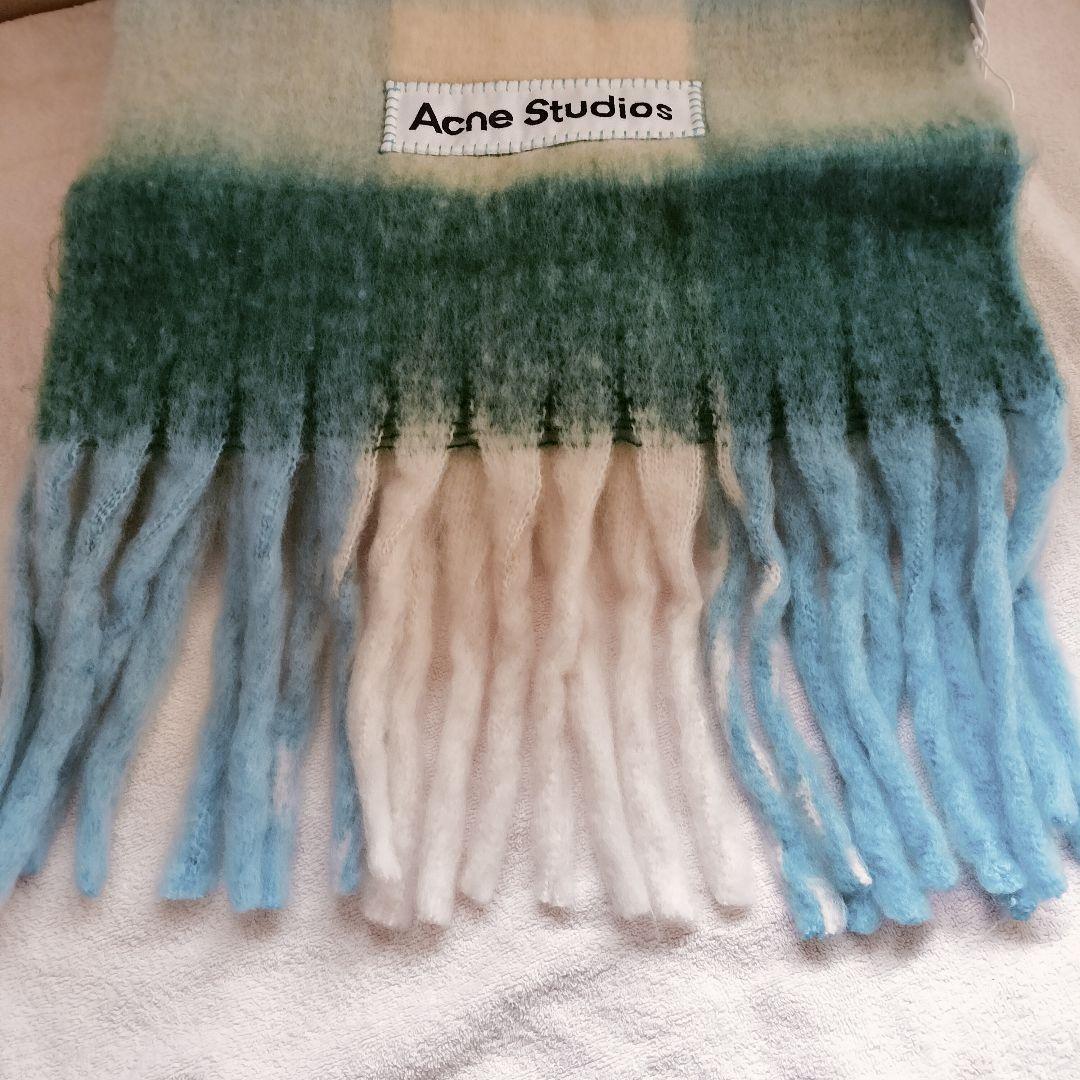 ラスト1点　ブルー　Acne Studios モヘアチェックスカーフ　マフラー