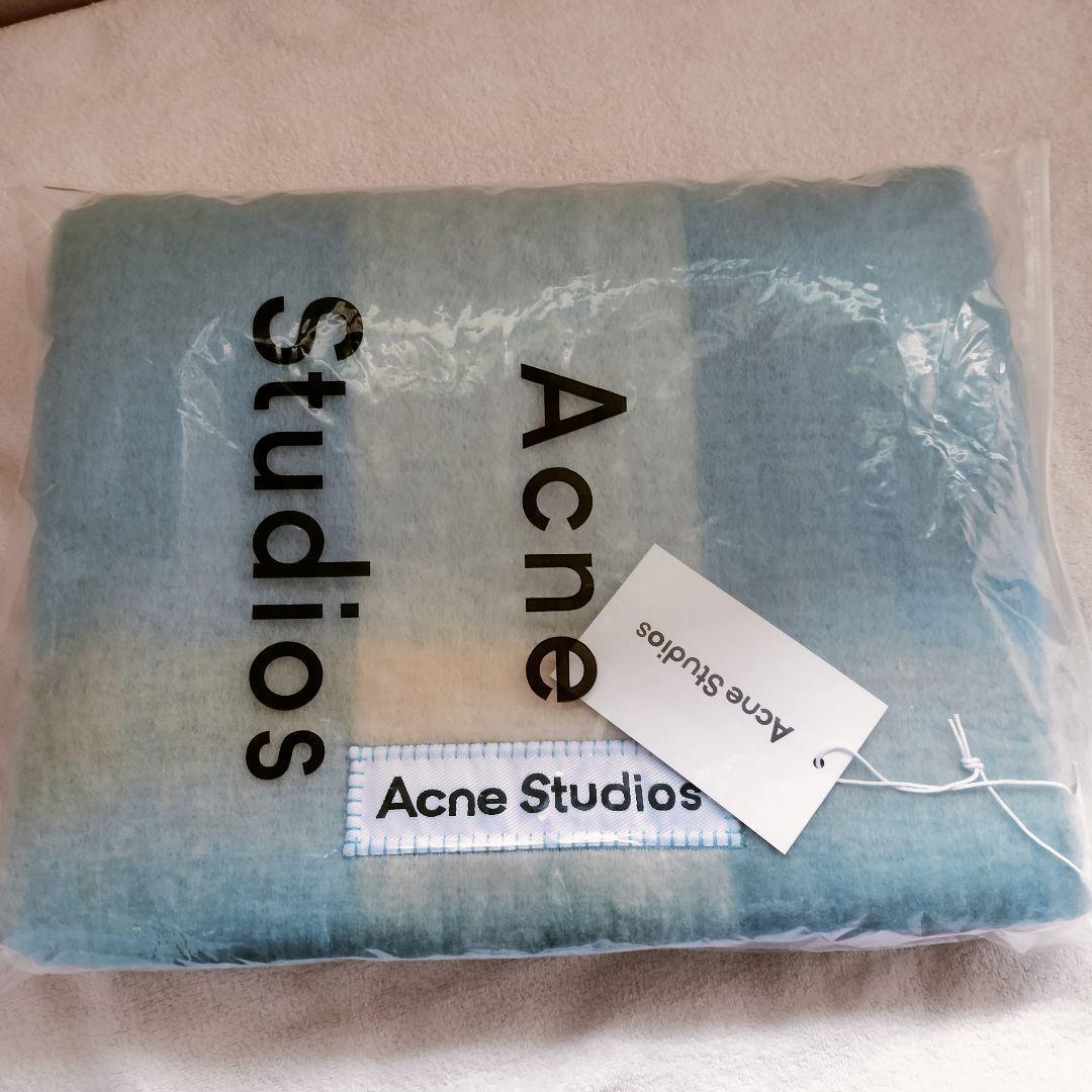 ラスト1点　ブルー　Acne Studios モヘアチェックスカーフ　マフラー
