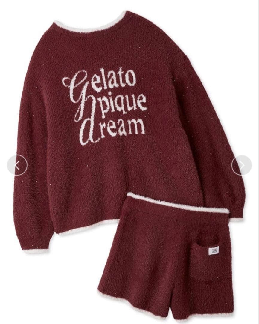新品未使用☆ジェラートピケ☆ラメフェザーカーディガン＆ショートパンツ レッド