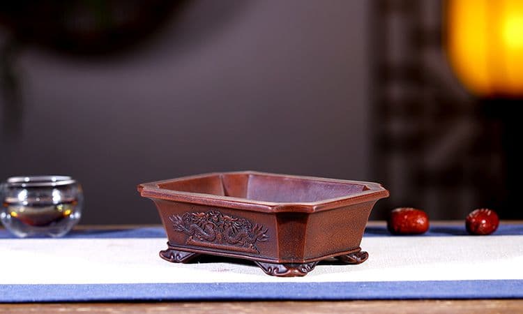 中国宜興 長方竜盆 紫砂の鉢 盆栽鉢 植木鉢 小品盆栽鉢 大品盆栽鉢