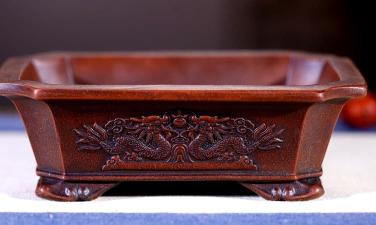 中国宜興 長方竜盆 紫砂の鉢 盆栽鉢 植木鉢 小品盆栽鉢 大品盆栽鉢
