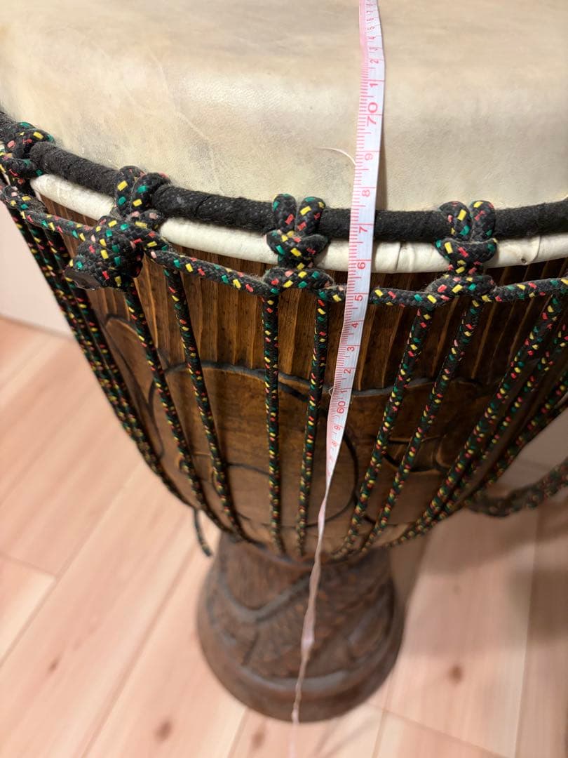 ジャンベ　アフリカ民芸楽器　打楽器　大型 高さ71cm打面31cm