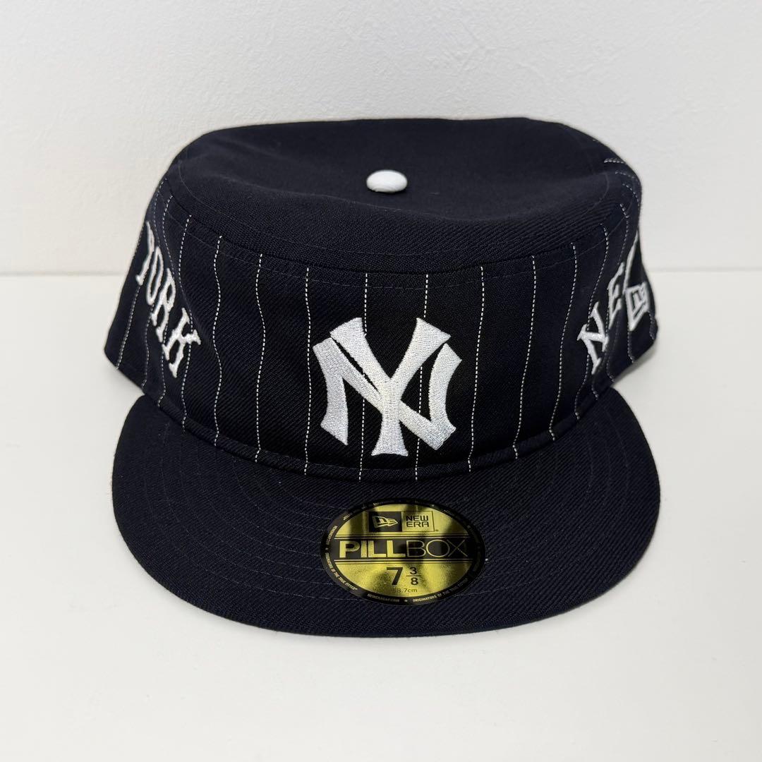 New Era PILLBOX 7 3/8 黒 ストライプ キャップ ニューエラ