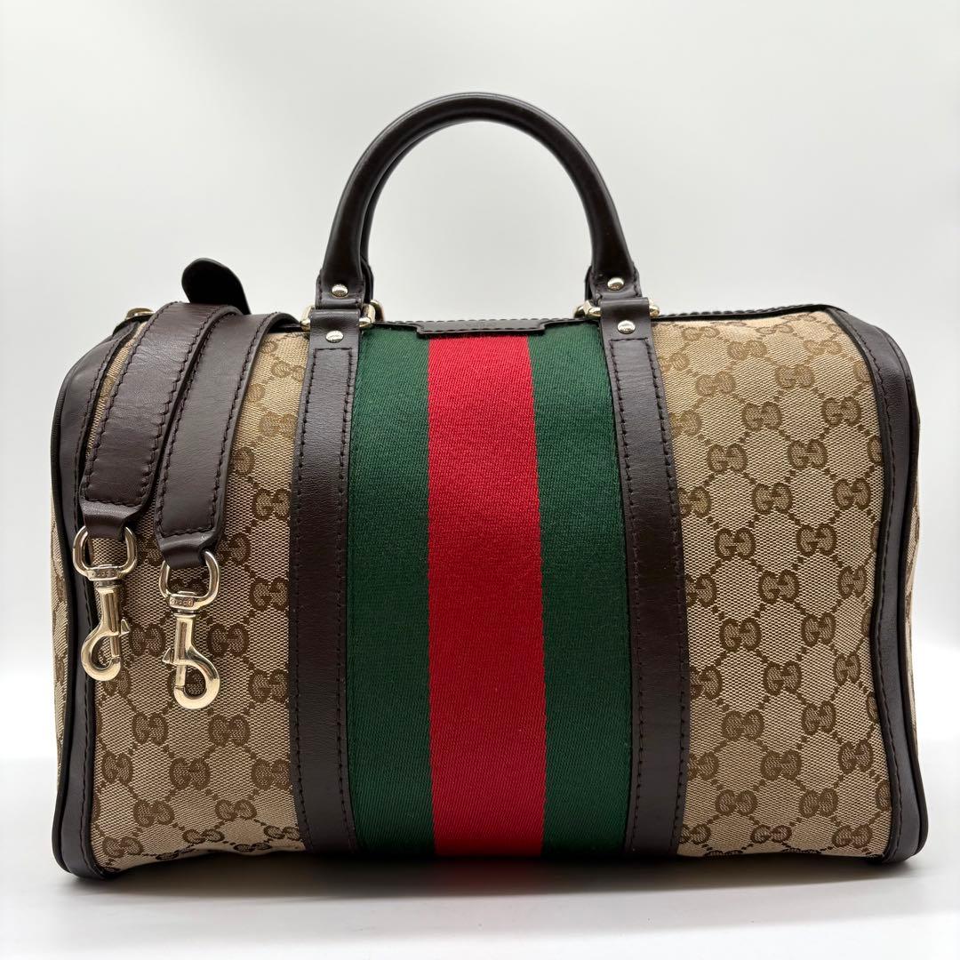 【極美品】GUCCI ボストンバッグ GGキャンバス シェリーライン 2way