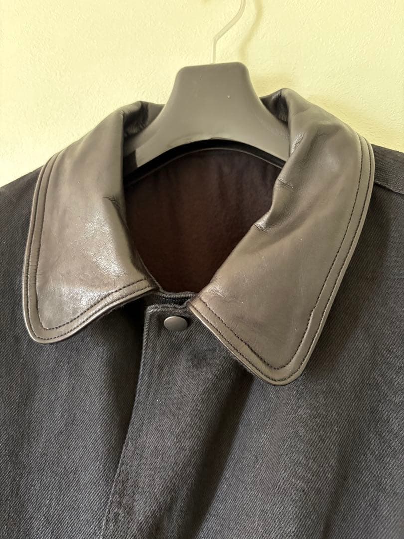 25AW COMOLI 黒 カバーオール レザー襟　サイズ3