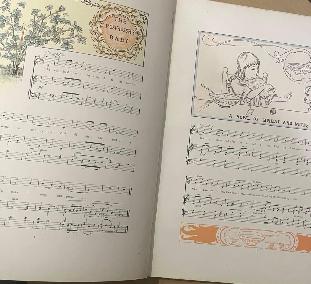 No.457希少 アンティーク 古書 洋書 児童書 樂譜絵本 イギリス童謡