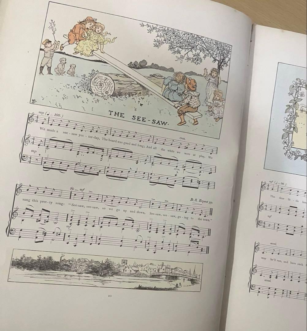 No.457希少 アンティーク 古書 洋書 児童書 樂譜絵本 イギリス童謡