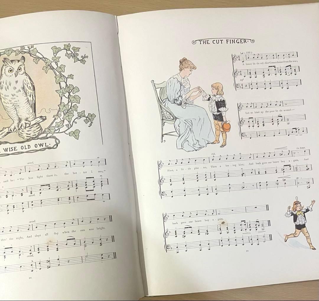 No.457希少 アンティーク 古書 洋書 児童書 樂譜絵本 イギリス童謡