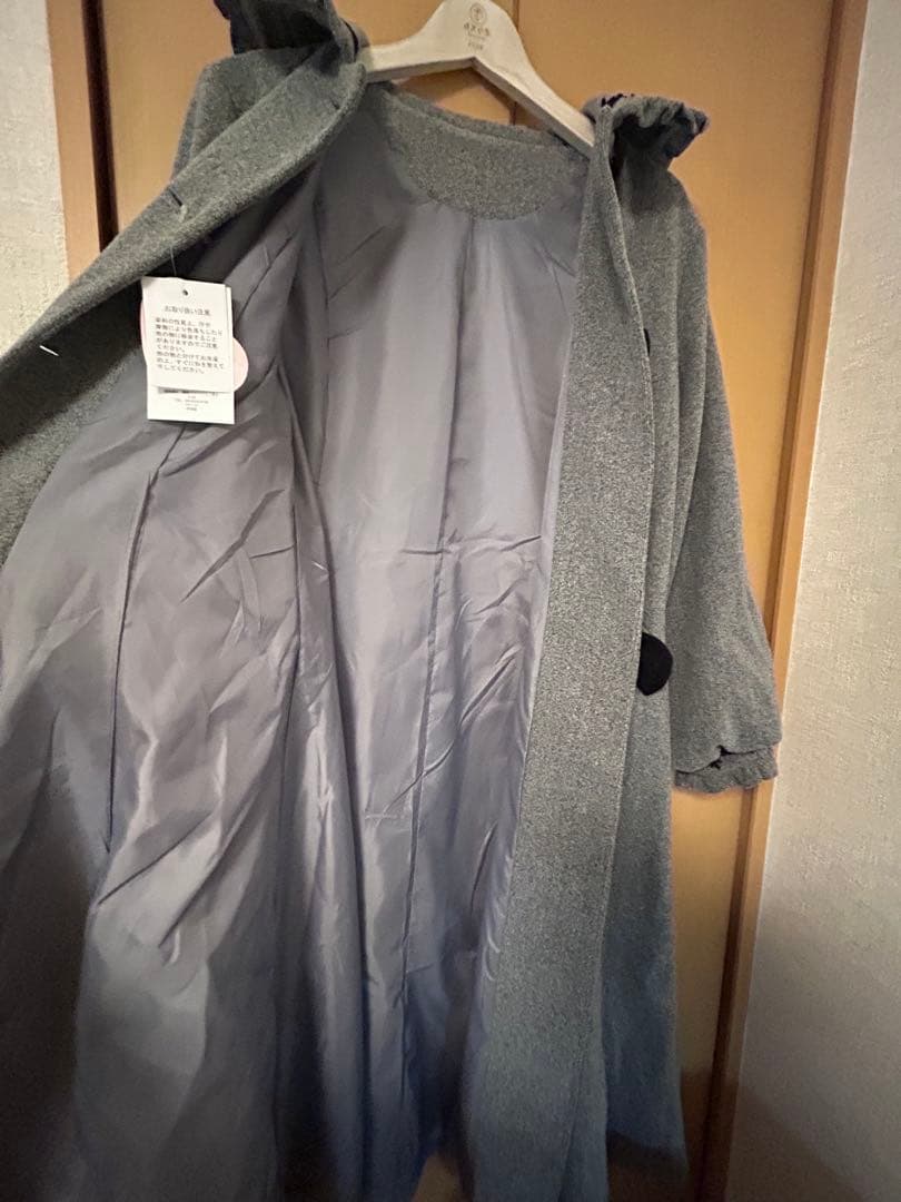 青木美沙子　しまむら　しまみさ　パネル切り替えロングコート　グレー M