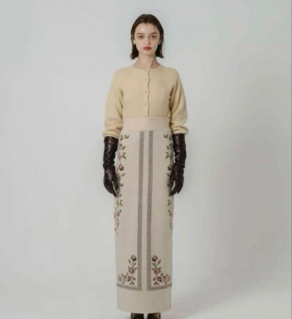 【eaphi】 scarf motif knit skirt beige