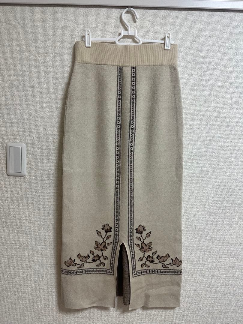 【eaphi】 scarf motif knit skirt beige