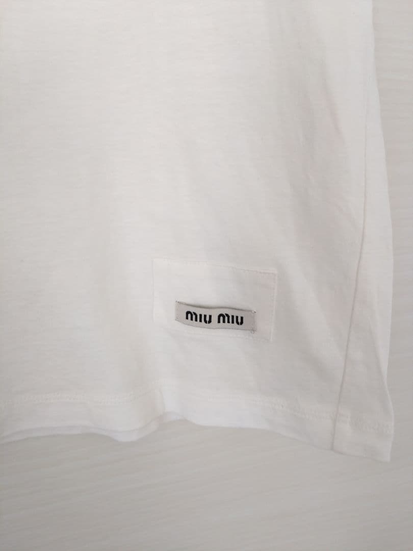 MIU MIU ミュウミュウ 襟付きTシャツ XS 白 半袖 リボン イタリア製