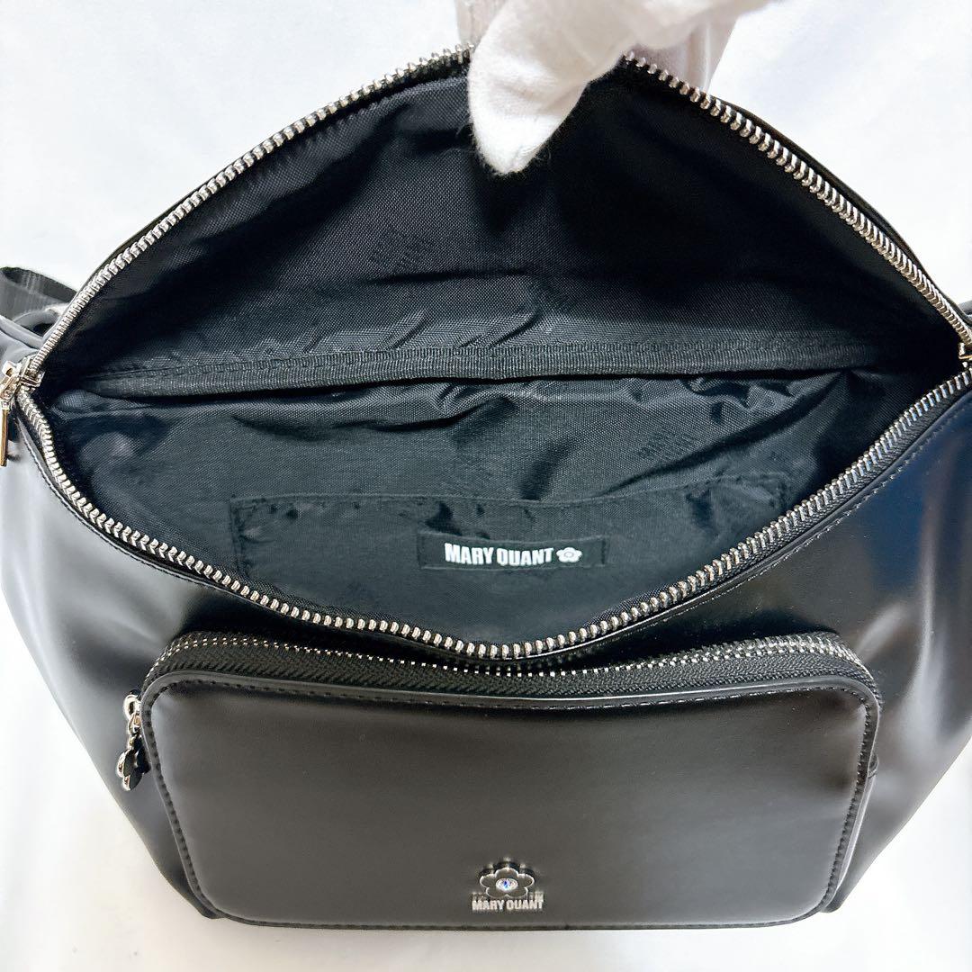 【美品✨】MARY QUANT マリークワント ブラック レザー ウエストポーチ