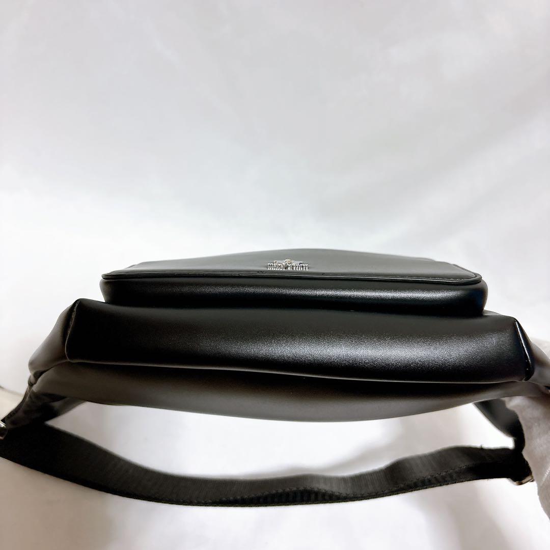 【美品✨】MARY QUANT マリークワント ブラック レザー ウエストポーチ