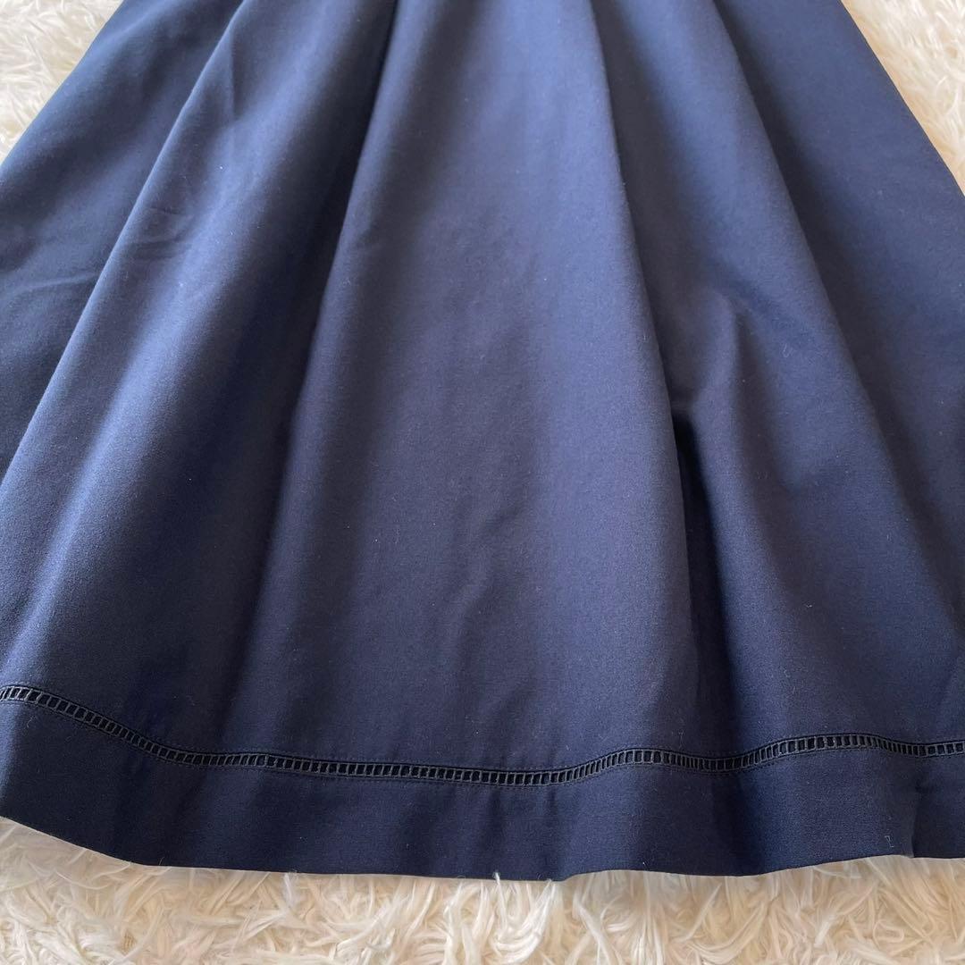 極美品 TOCCA 透かし刺繍 ロゴプレート ワンピース ネイビー サイズ0