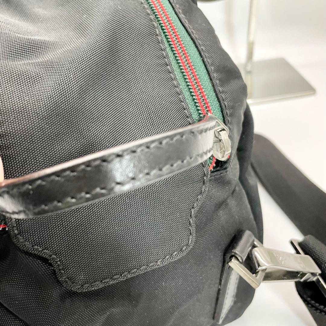 グッチ GUCCI ナイロン×レザー 2way ボストンバッグ シェリーライン