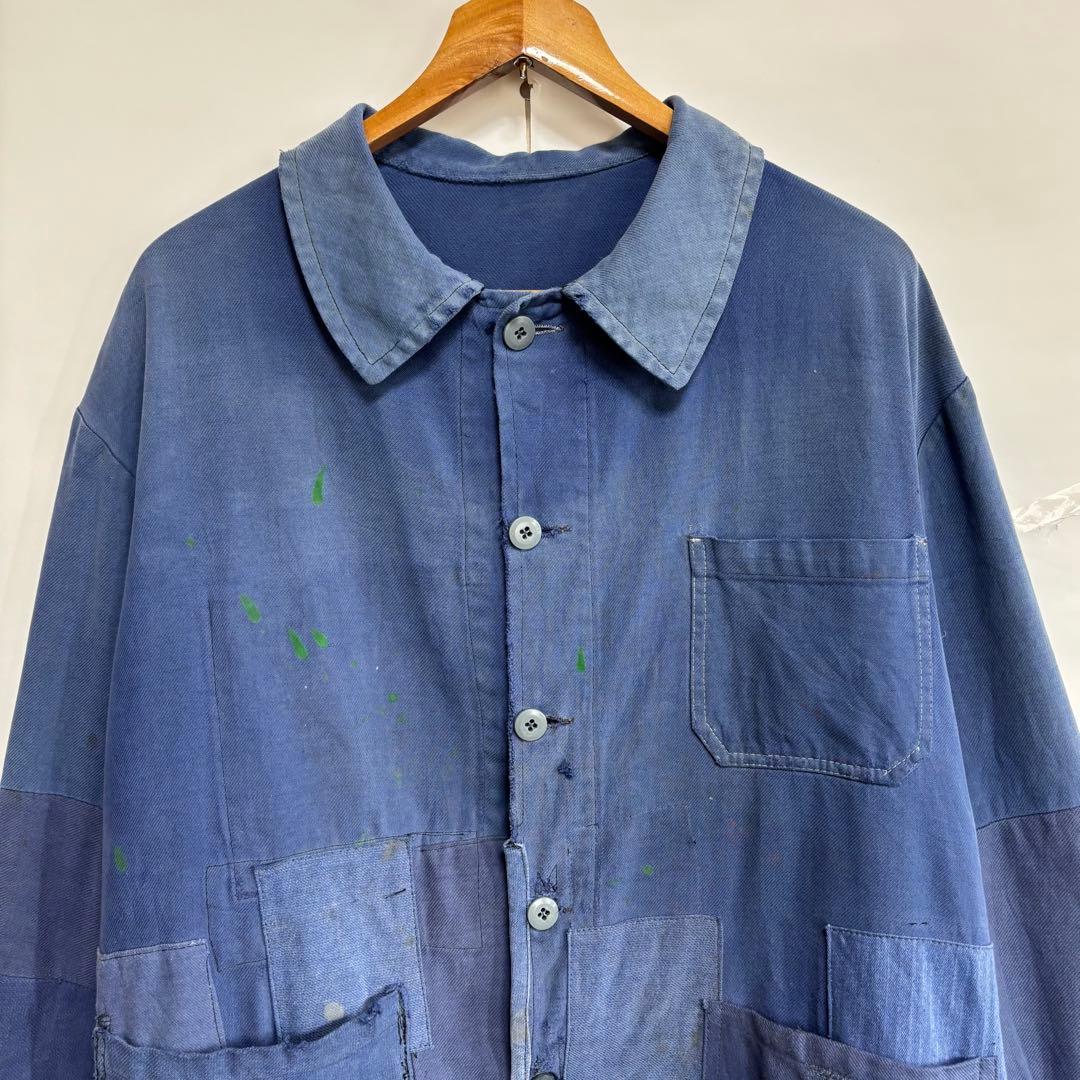 70s フレンチ　ボロ襤褸　ツギハギ　カバーオール　ボロの美学　ユーロワーク