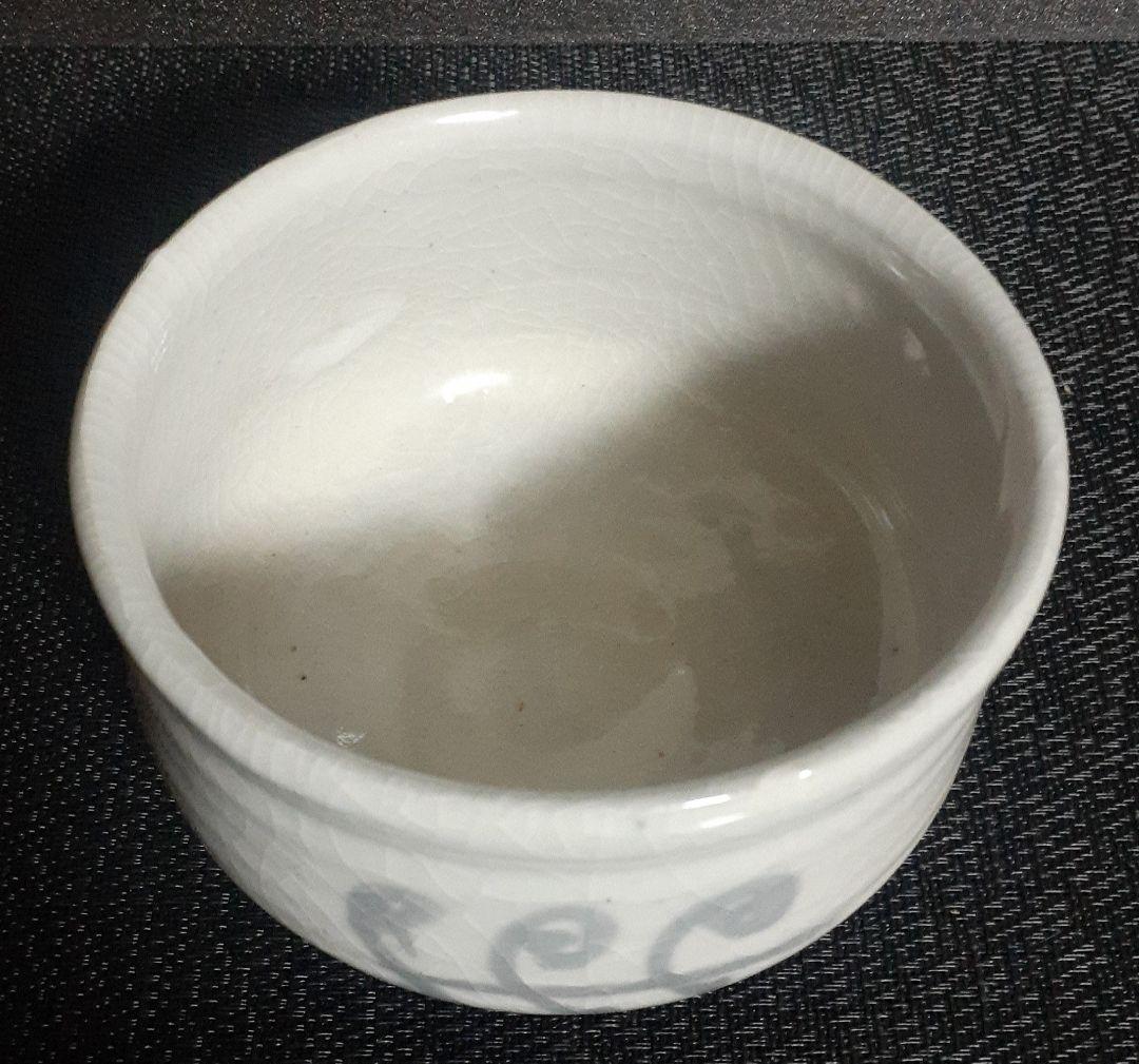 志野焼　志野茶碗　益子窯　名工【三代寺坂常楽】作　ぜんまい図　茶碗　茶道具　茶器
