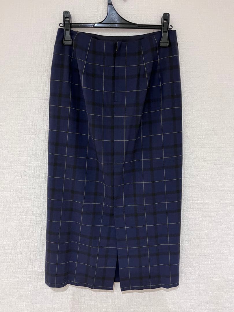 IENA イエナ　チェック ストレッチ タイトスカート ネイビー 40 美品