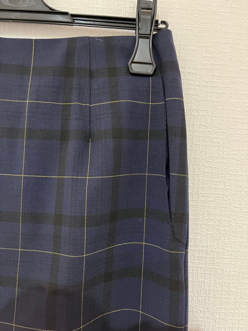 IENA イエナ　チェック ストレッチ タイトスカート ネイビー 40 美品