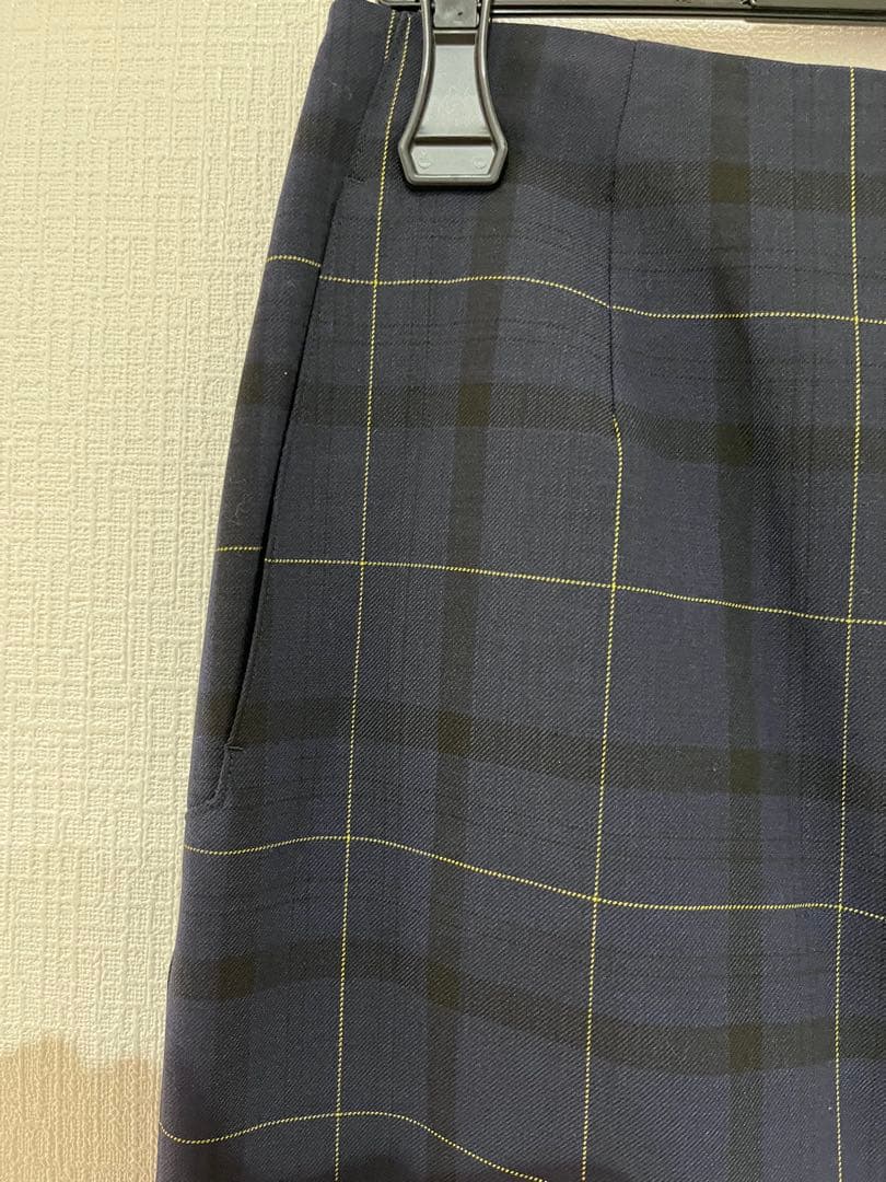 IENA イエナ　チェック ストレッチ タイトスカート ネイビー 40 美品