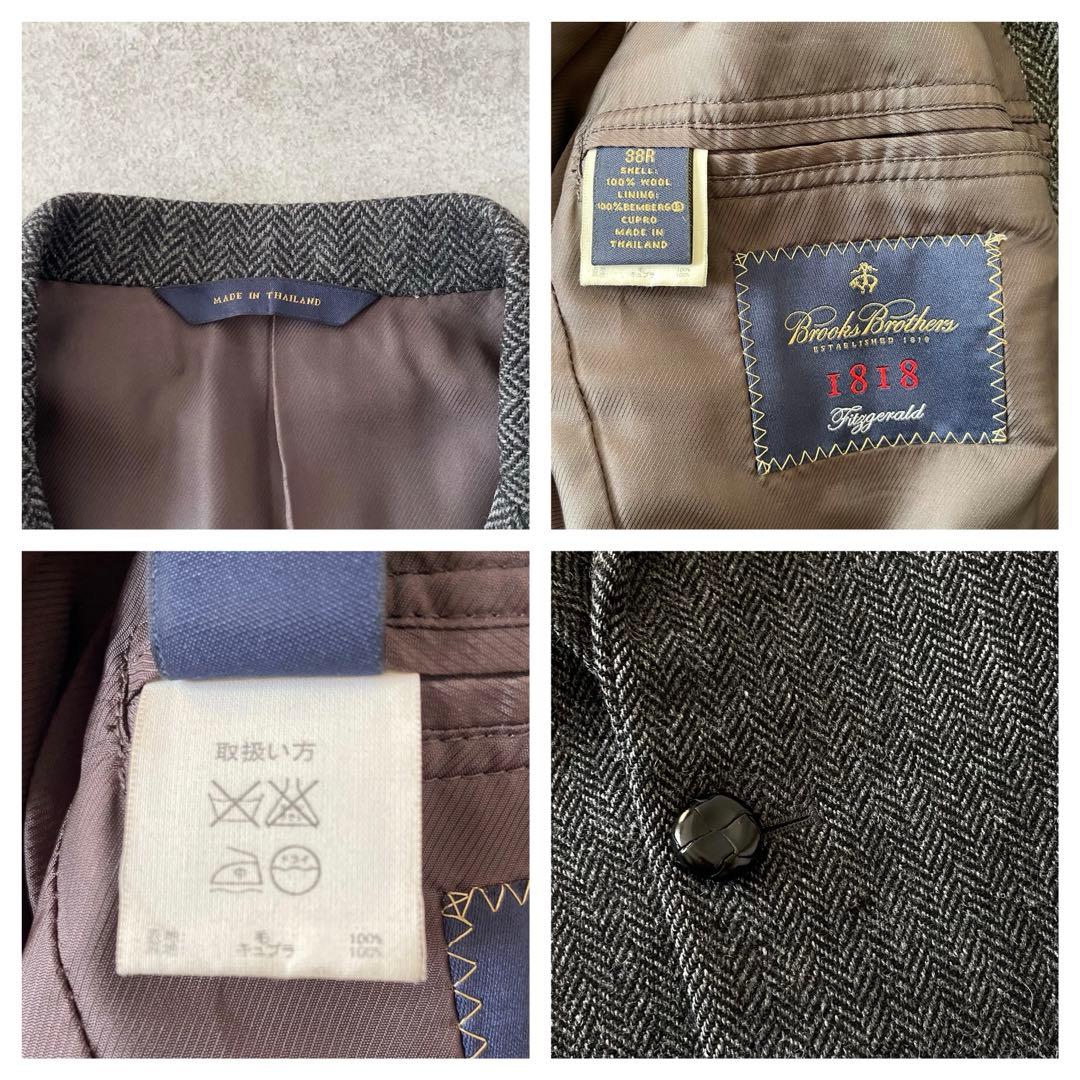 Brooks Brothers ヘリンボーン テーラードジャケット グレー 38