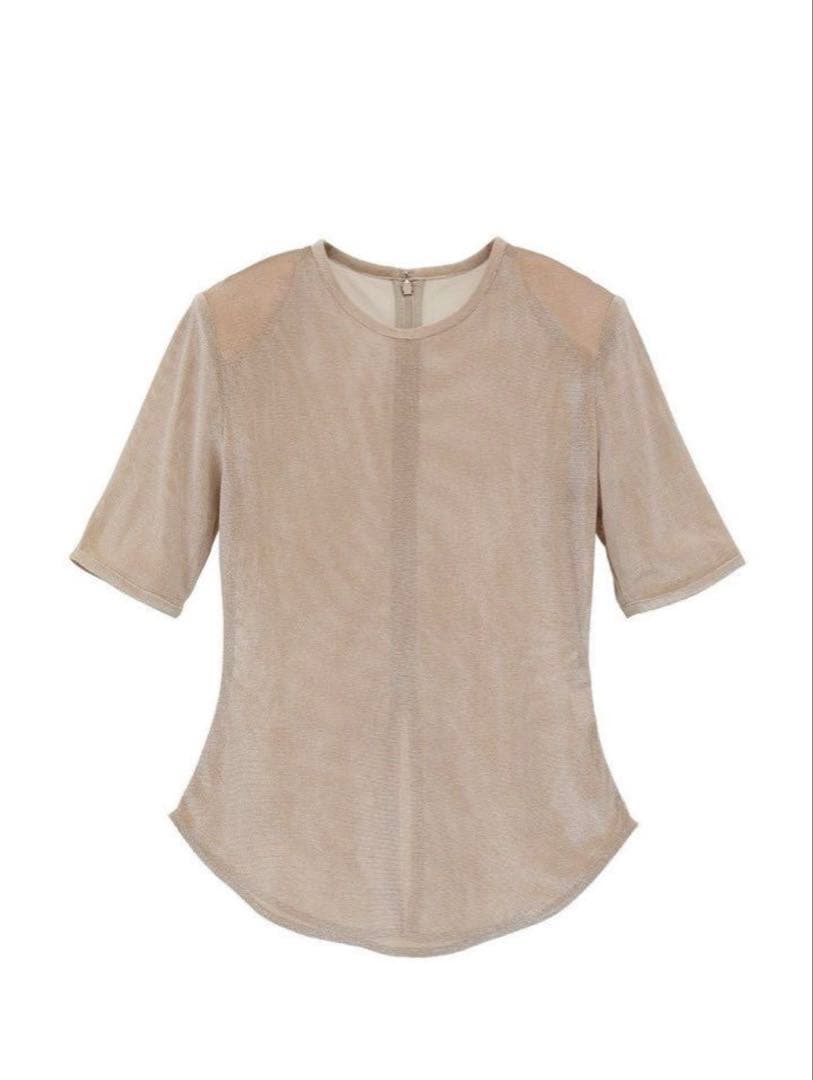 トップス CLANE SHEER VELOUR POWER SHOULDER TOPS