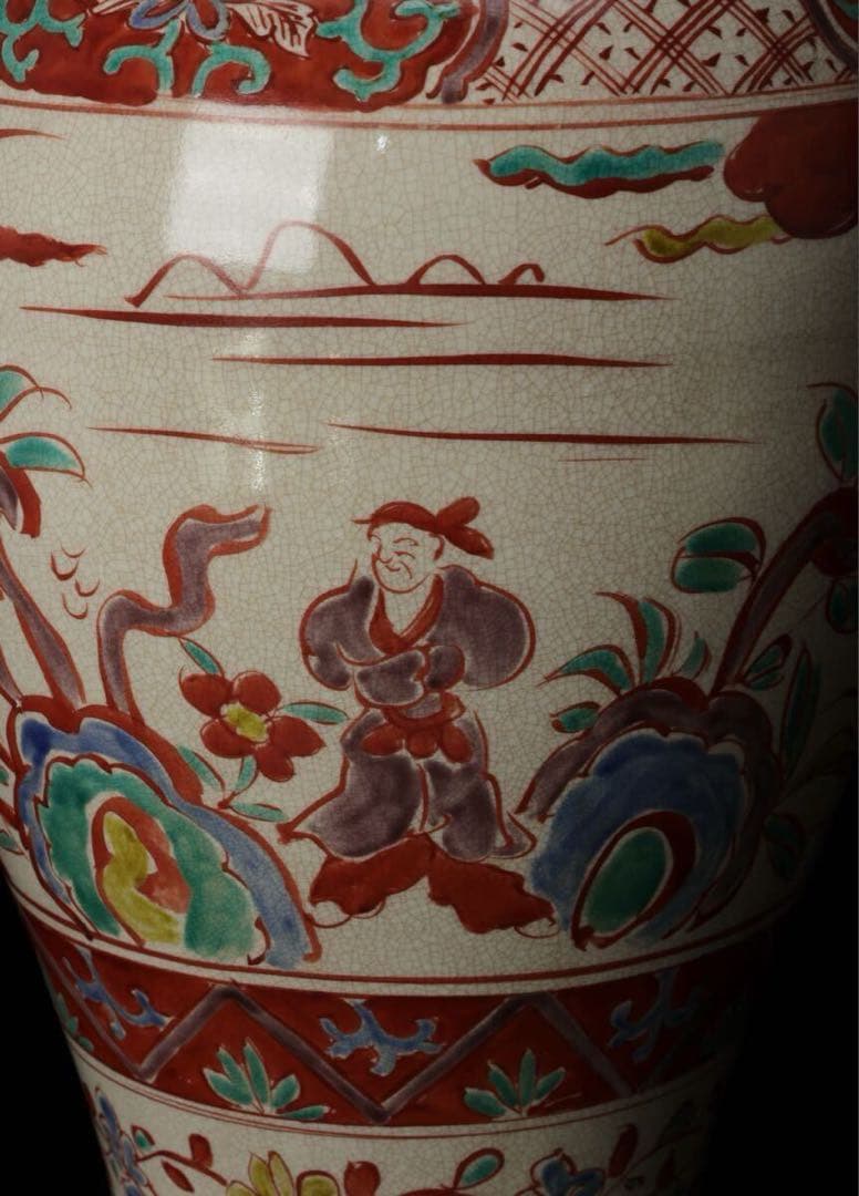 大明宣徳年製 中国美術 赤絵粉彩人物文花瓶 華道具 花入 花器 壺 飾壺