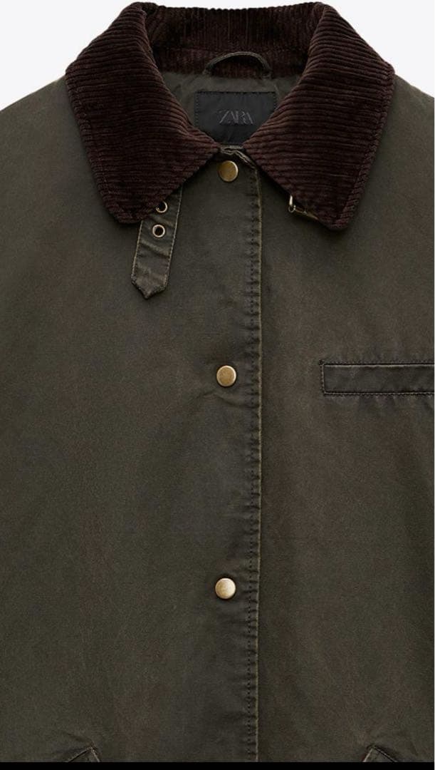 ZARA ワックスフィニッシュコーデュロイカラートレンチコート　L