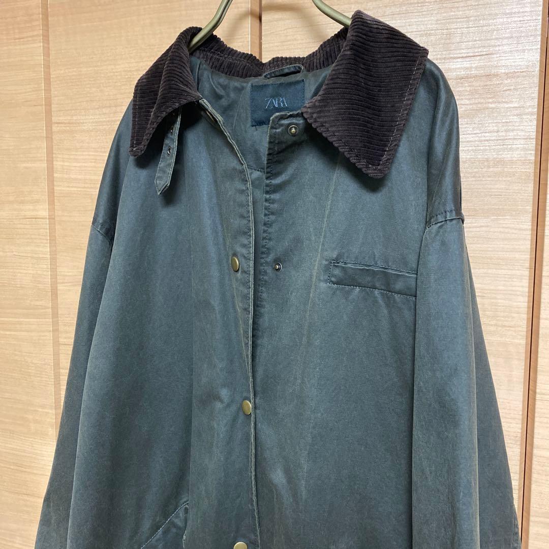ZARA ワックスフィニッシュコーデュロイカラートレンチコート　L