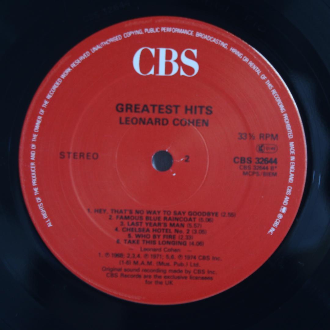 英LP Leonard Cohen Greatest Hits UK盤 ステレオ
