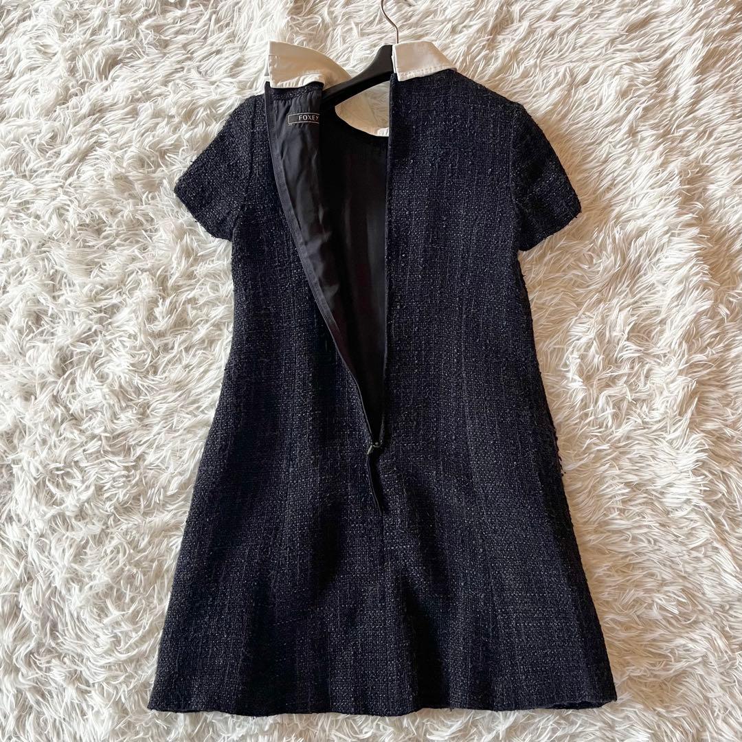 美品✨ フォクシー Dress Jessica 白襟 定価約14万円 紺色