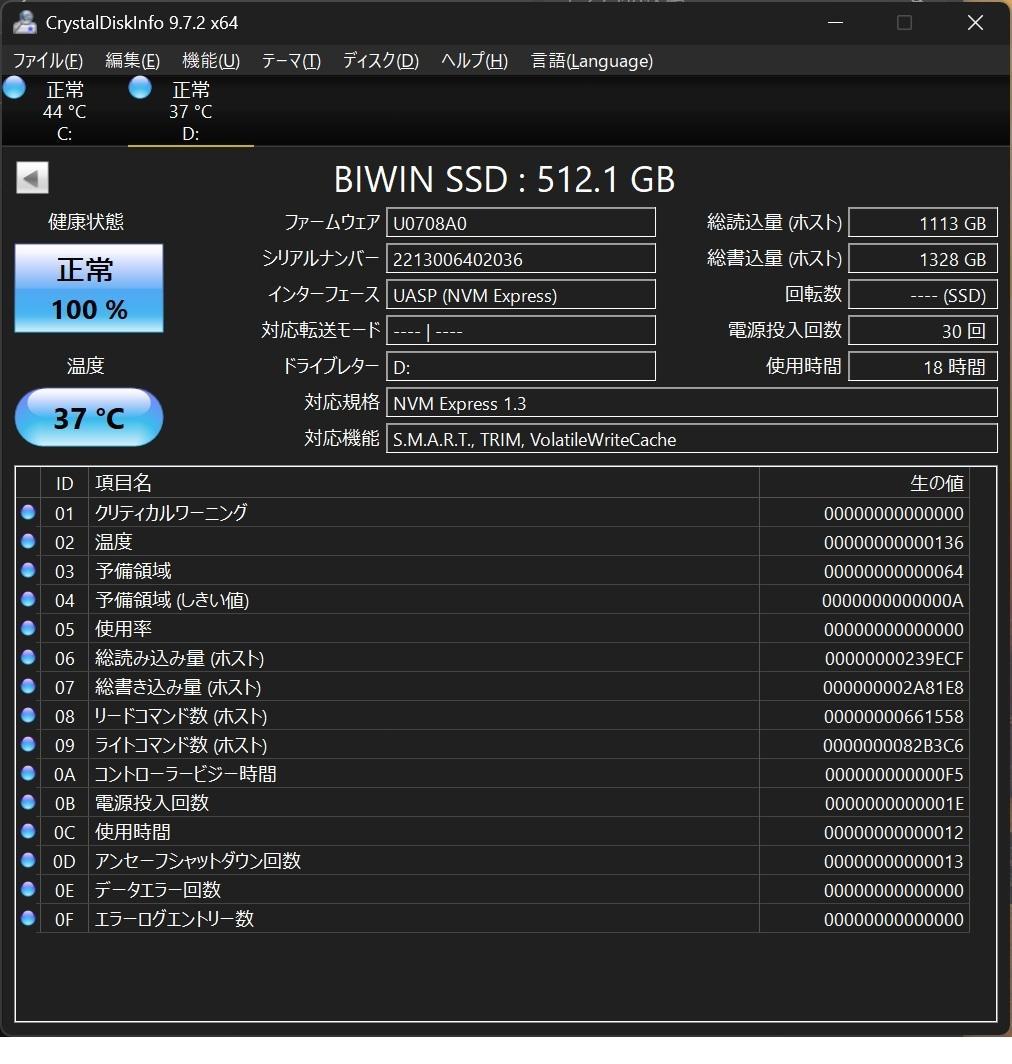 虎*猫様 【中古】BIWIN M.2 NVMe SSD 512GB