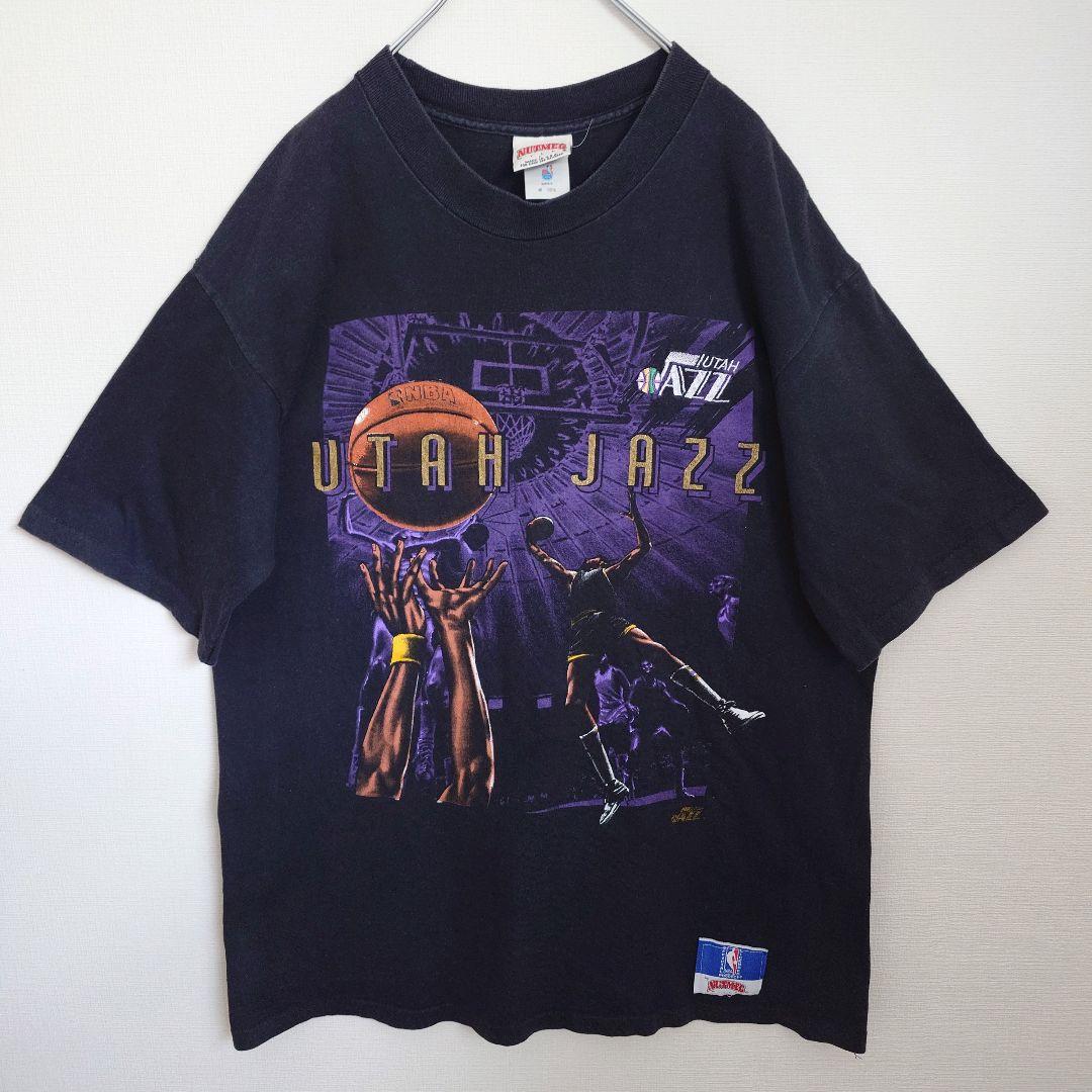 【raku】古着 NBA NUTMEG 90s ユタ·ジャズ 黒T