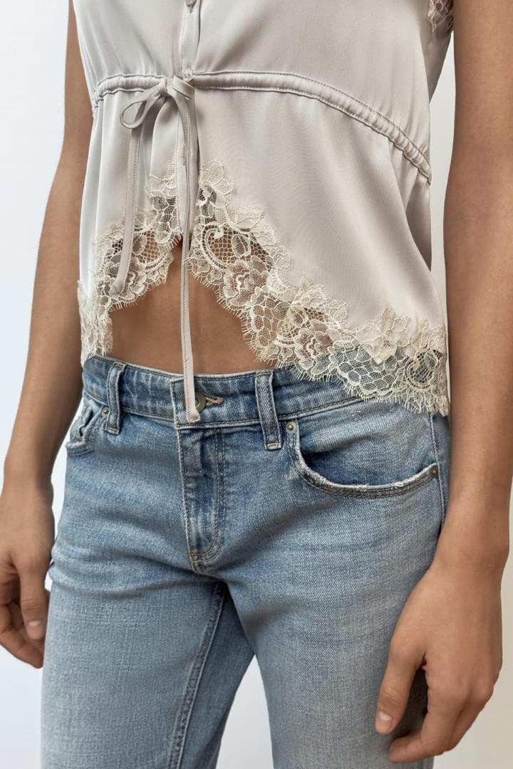 ZARA サテン レースキャミソール XS