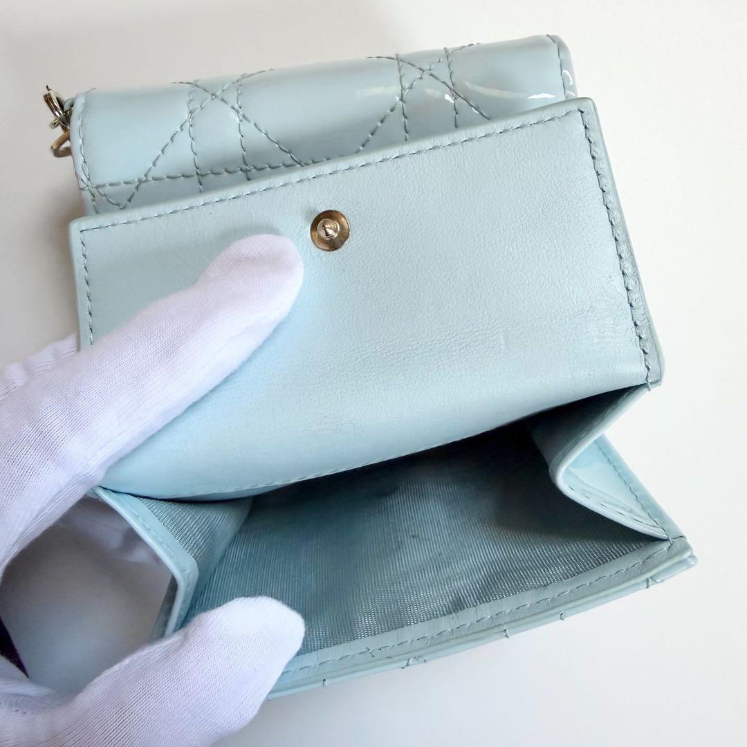 希少　極美品　レディ　Dior 三つ折り財布 カナージュ パテントレザー